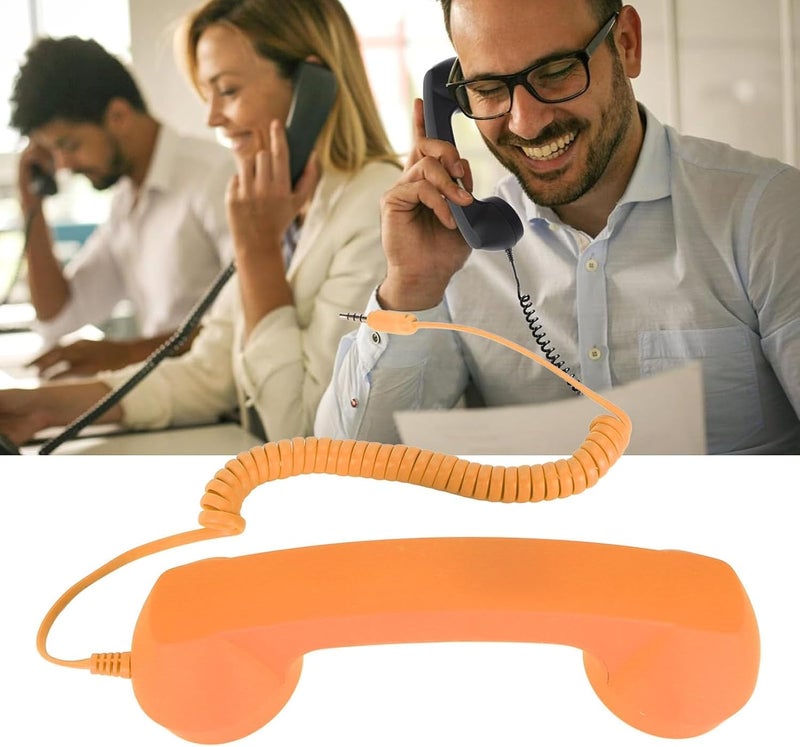 Beufee Telephone Handset for Cellphone, Retro Phone Handset with 3.5mm Jack Mobile Phone Receiver Old Telephone Headset Handheld Receiver for Cell Phone(Orange) - Image 5